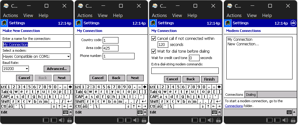 Making a dial-up connection on Pocket PC