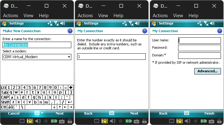 Making a dial-up connection on Windows Mobile